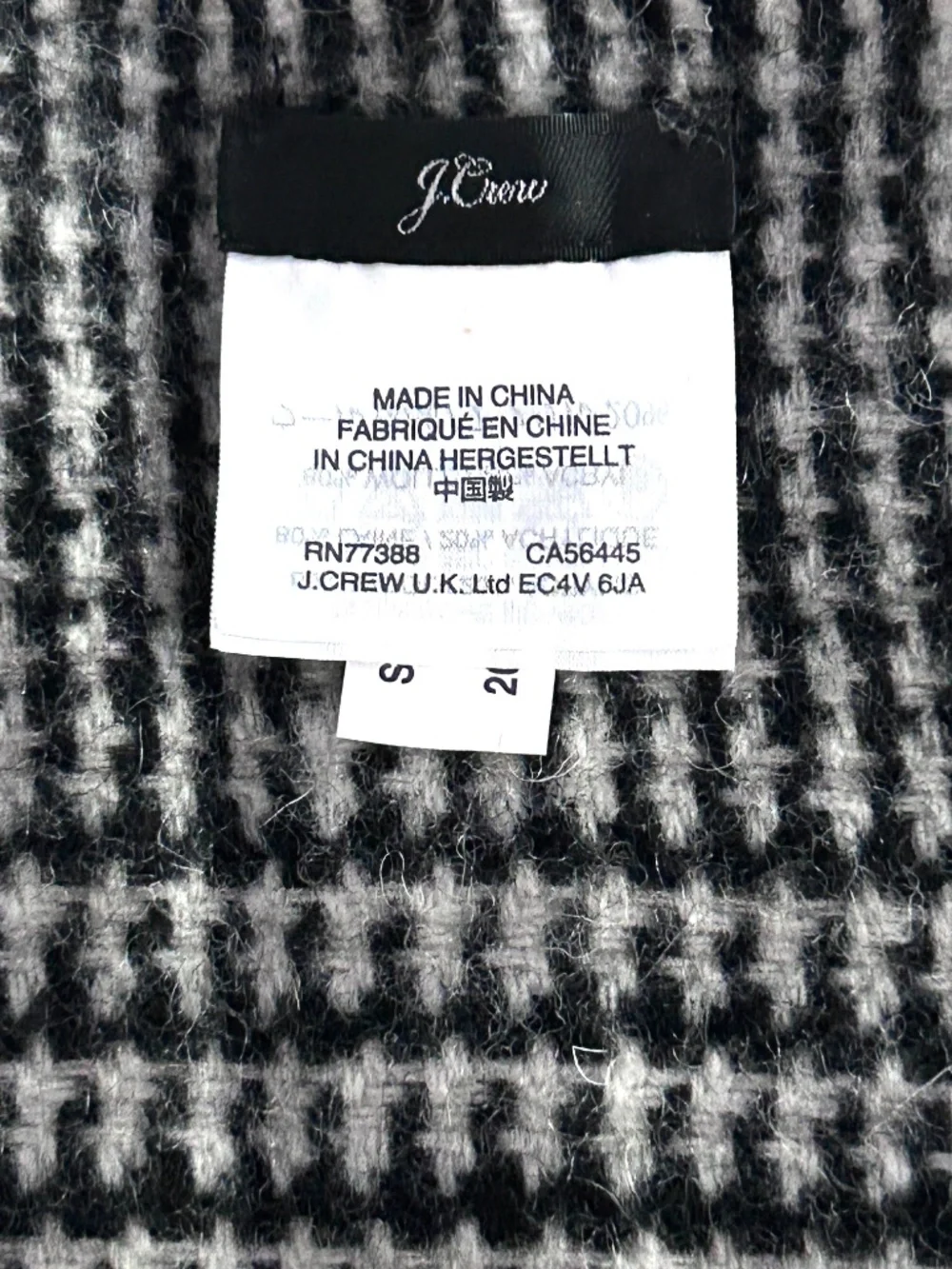 J.Crew Glen Plaid Cape Scarf – Black/White
